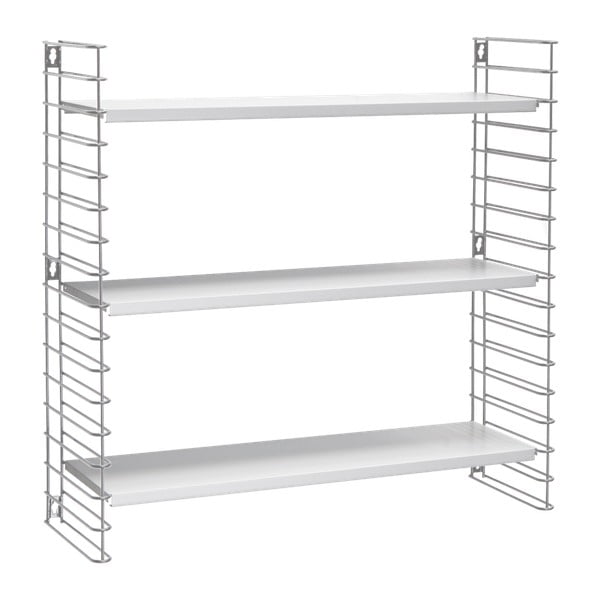 3patrový regál s bílými policemi Metaltex Libro, šířka 70 cm