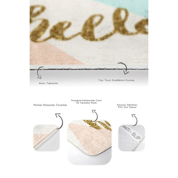 Sametové koupelnové předložky v krémové a zlaté barvě v sadě 2 ks 60x100 cm Hello – Mila Home-image-3