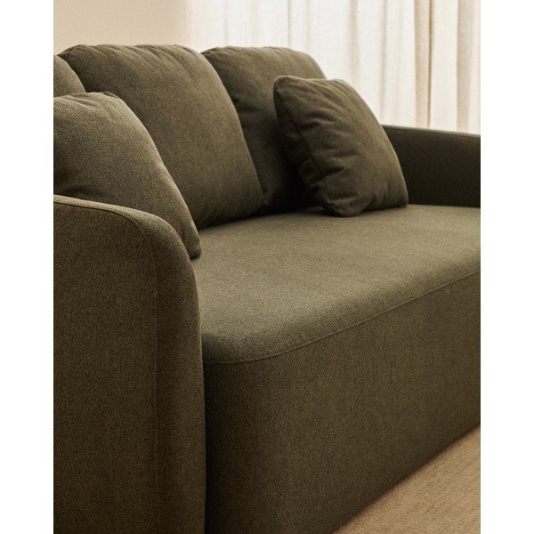 Tmavě zelená žinylková rozkládací pohovka 218 cm Laira – Kave Home-image-4