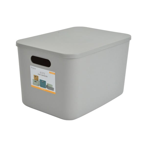 Šedý plastový úložný box s víkem 35,5x25,5x23 cm – Homéa-image-2