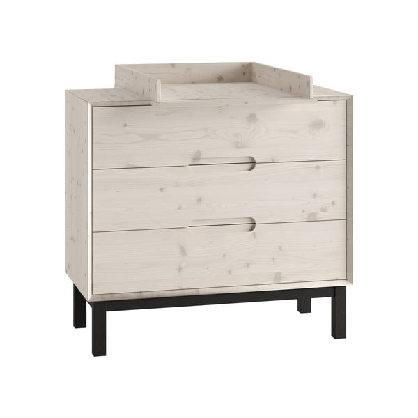 Bílá nízká dětská komoda z borovicového dřeva 100x91 cm Country – Pinio-image-3