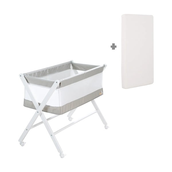 Bílá skládací  kolébka na kolečkách 90x45 cm – Roba-image-2