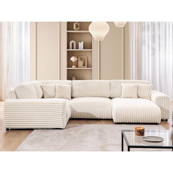 Krémová manšestrová rohová pohovka (levý roh/do "U") Justin – Ropez-image-1