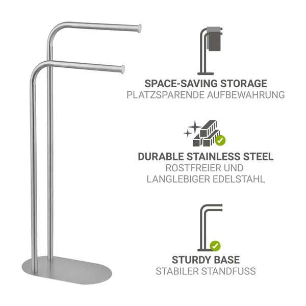 Stojan na ručníky z nerezové oceli v matně stříbrné barvě Levante – Wenko-image-4