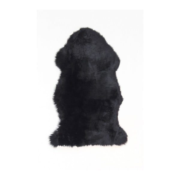 Černý vlněný koberec z ovčí kožešiny Auskin Leane, 95 x 60 cm