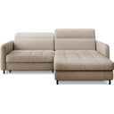 Béžová žinylková rozkládací/s úložným prostorem rohová pohovka (pravý roh/s lenoškou) Gomsi – ELTAP