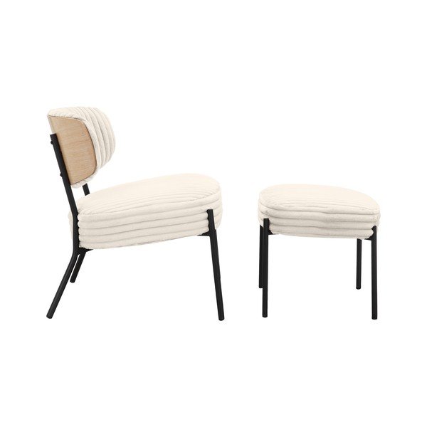 Krémové manšestrové křeslo s podnožkou Jerry – Støraa-image-1