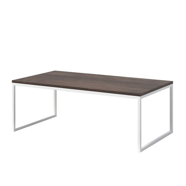 Konferenční stolek s tmavou deskou z dubového dřeva s bílým podnožím MESONICA Eco, 110 x 60 cm