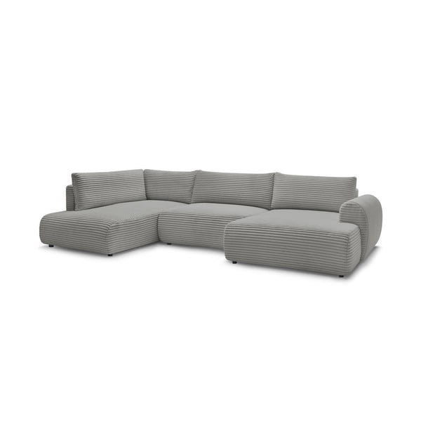 Tmavě šedá manšestrová rozkládací/s úložným prostorem rohová pohovka (levý roh/do "U") Lucien – Bobochic Paris-image-3