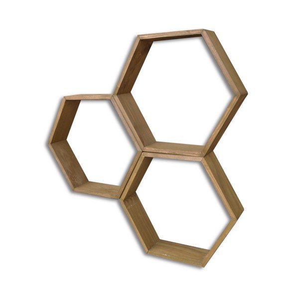 Sada 3 dřevěných nástěnných polic Bee-image-2