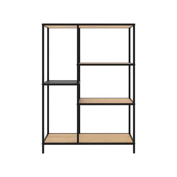 Černá/v přírodní barvě knihovna v dekoru dubu 80x112x35 cm Altino – Unique Furniture