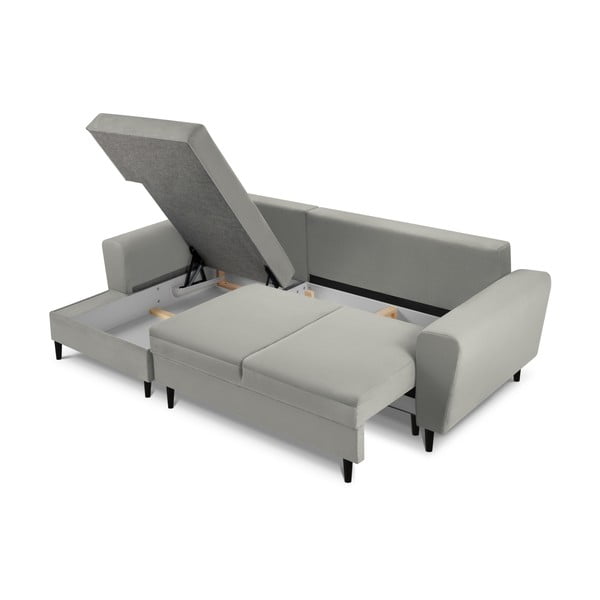 Světle šedá manšestrová rozkládací/s úložným prostorem rohová pohovka (levý roh/s lenoškou) Kyoto – Cosmopolitan Design-image-3