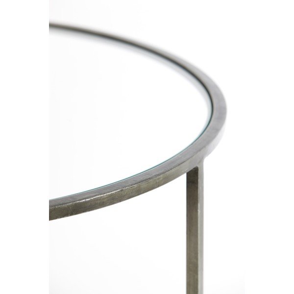 Šedé skleněné kulaté konferenční stolky v sadě 2 ks ø 75 cm Duarte - Light & Living-image-4