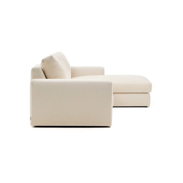 Béžová žinylková rohová pohovka (pravý roh/s lenoškou) Alea – Kave Home-image-3