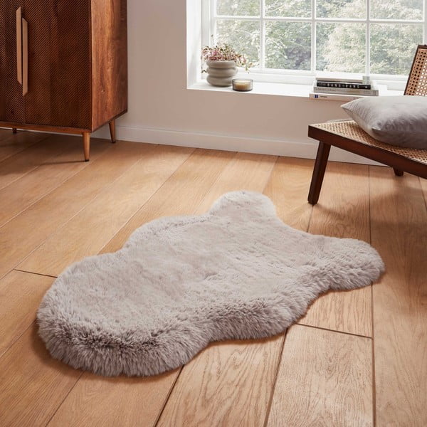 Světle šedá syntetická kožešina 60x90 cm Super Teddy – Think Rugs-image-1