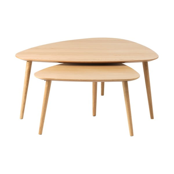 Konferenční stolky v dekoru dubu v přírodní barvě v sadě 2 ks 70x100 cm Adda – Unique Furniture-image-3