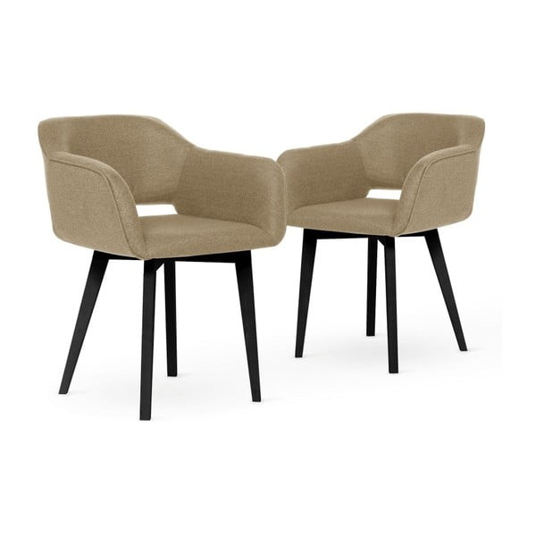 Sada 2 pískově hnědých židlí s černými nohami My Pop Design Oldenburg