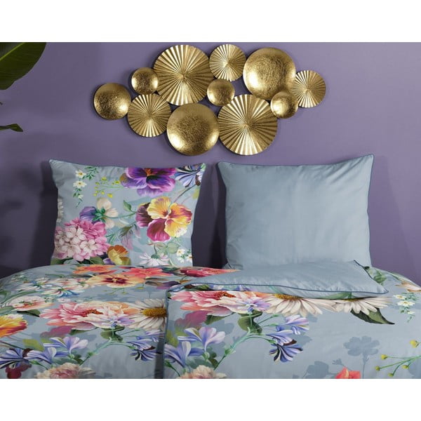 Šedé povlečení na jednolůžko z organické bavlny Descanso Sunflower, 140 x 220 cm-image-2