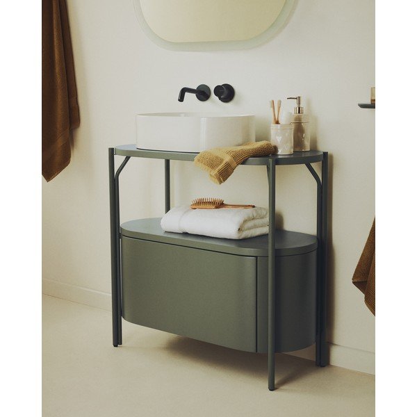 Zelená skříňka pod umyvadlo 90x81 cm Arely – Kave Home-image-1