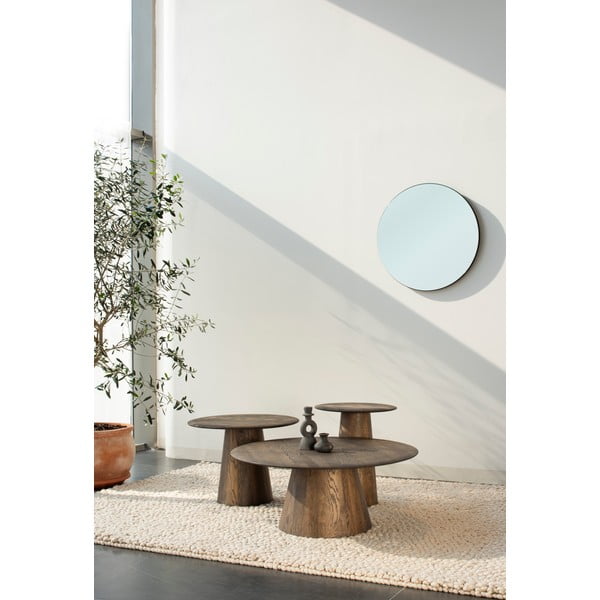 Hnědý kulatý konferenční stolek z dubového dřeva ø 80 cm Mushroom – Gazzda-image-4