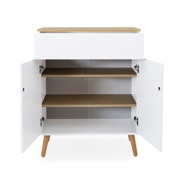 Bílá komoda s nohami z dubového dřeva Tenzo Dot, šířka 79 cm-image-2