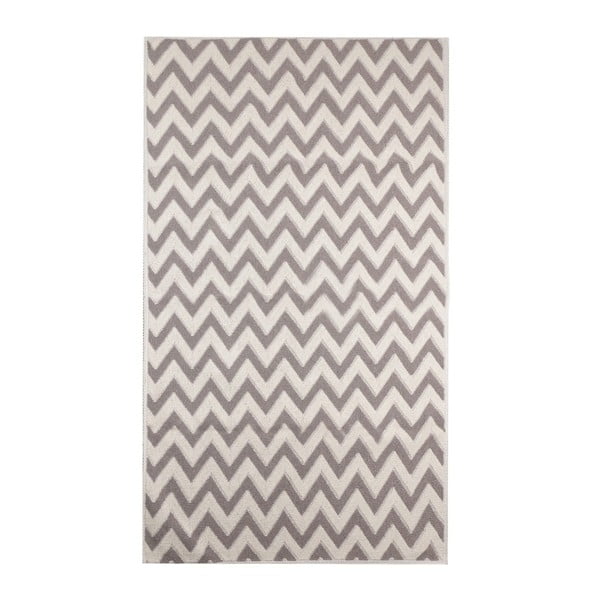 Krémový koberec s příměsí bavlny Zigzag Coffee, 80 x 150 cm