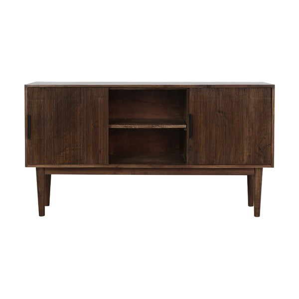 Tmavě hnědá nízká komoda z masivního dřeva 150x80 cm Bitika – Light & Living-image-2