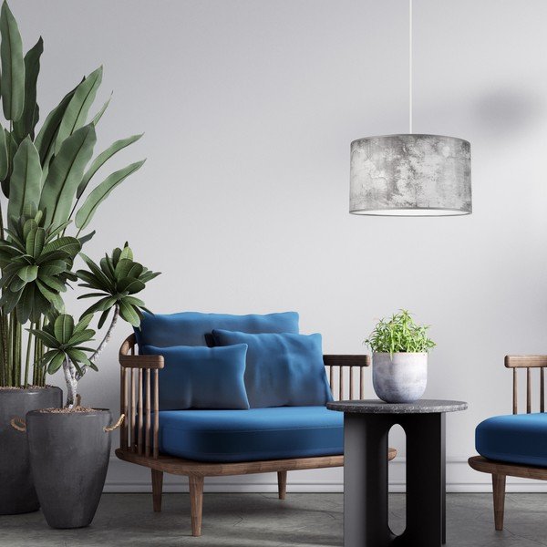 Šedé závěsné svítidlo s textilním stínidlem ø 35 cm Print – LAMKUR-image-2