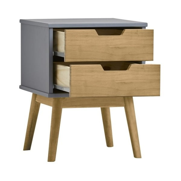 Šedo-hnědý noční stolek z masivního borovicového dřeva Marckeric Baku-image-3