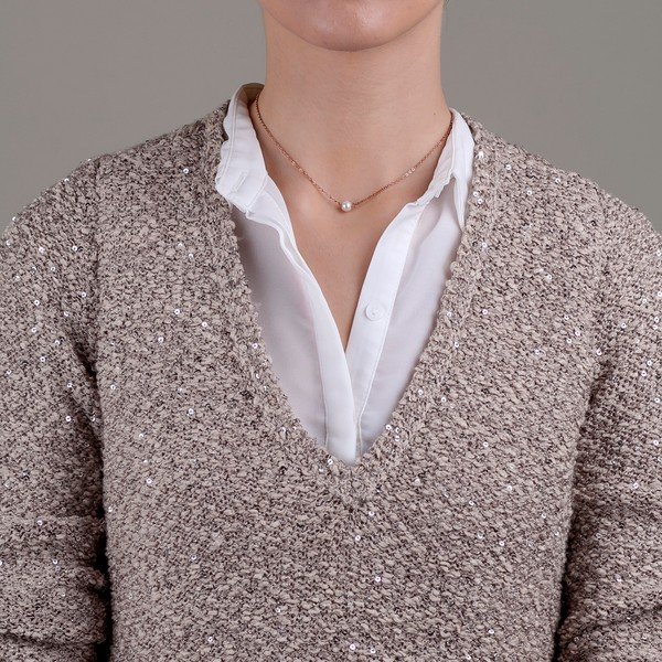 Dámský náhrdelník s motivem perly z nerezové oceli zlaté barvy Emily Westwood-image-3