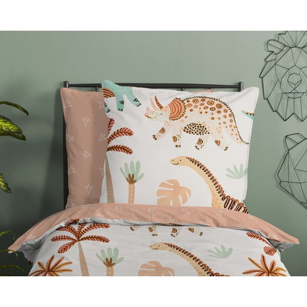 Hnědé/béžové bavlněné dětské povlečení na jednolůžko 140x200 cm Dino – Good Morning-image-2