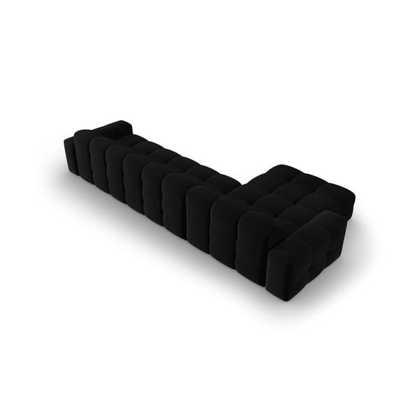 Černá sametová rohová pohovka (levý roh) Kendal – Micadoni Home-image-4