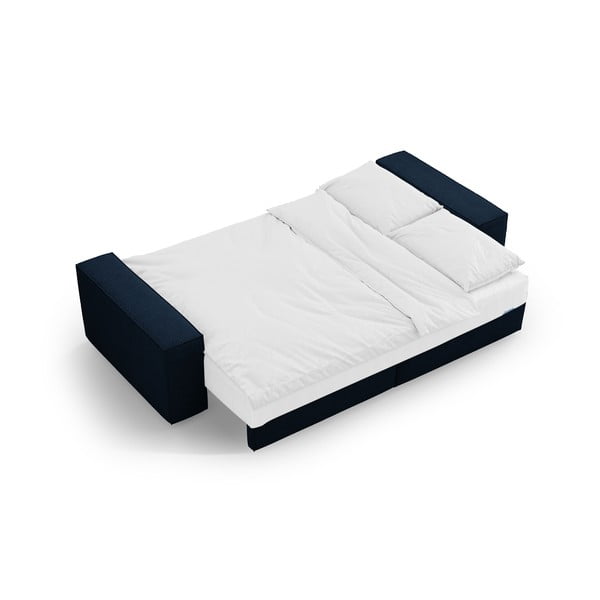 Tmavě modrá rozkládací pohovka z textilie bouclé 247 cm Jodie – Micadoni Home-image-4