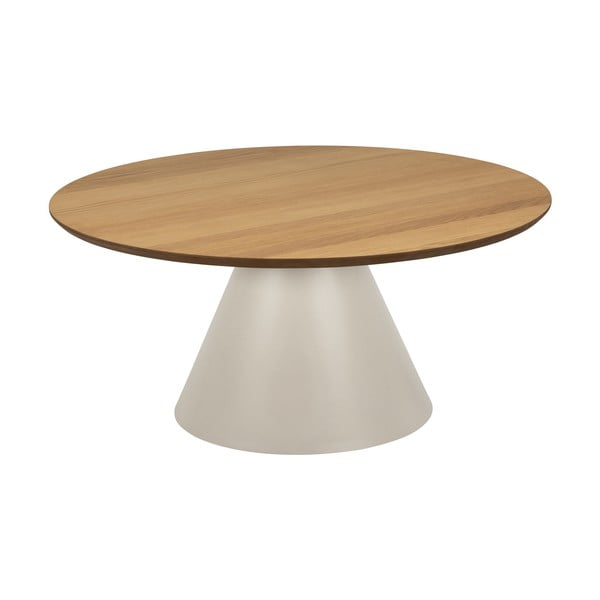 Kulatý konferenční stolek s deskou v dubovém dekoru v krémovo-přírodní barvě ø 85 cm Soli – Actona-image-2