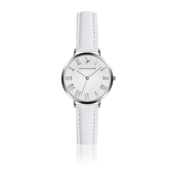 Dámské hodinky s bílým páskem z pravé kůže Emily Westwood Pastel