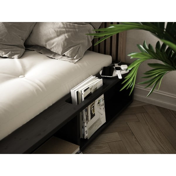 Černá dvoulůžková postel z masivního dřeva s úložným prostorem Karup Design Ziggy, 140 x 200 cm-image-1