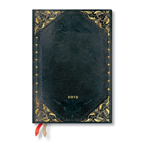 Diář na rok 2019 Paperblanks Midnight Rebel Horizontal, 13 x 18 cm