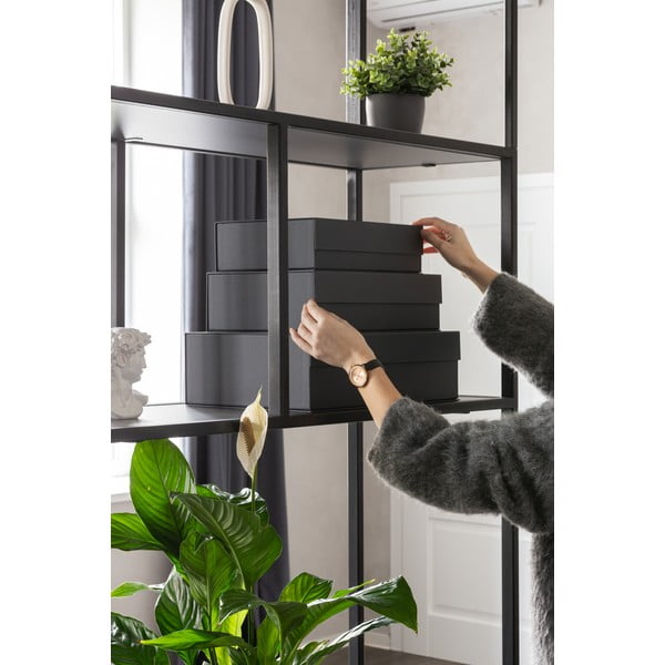 Tmavě šedé kartonové úložné boxy v sadě 3 ks s víkem 42,5x29,5x13 cm Kian Paper Laminate – Bigso-image-1