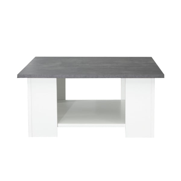 Bílý konferenční stolek s deskou v dekoru betonu 67x67 cm Square - TemaHome