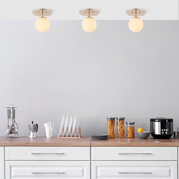 Stropní svítidlo ve zlaté barvě se skleněným stínidlem 20x25 cm Well – Opviq lights-image-1