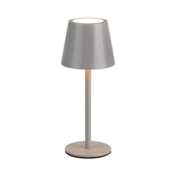Šedá LED stolní lampa s kovovým stínidlem (výška 21 cm) Diaz – Trio-image-2