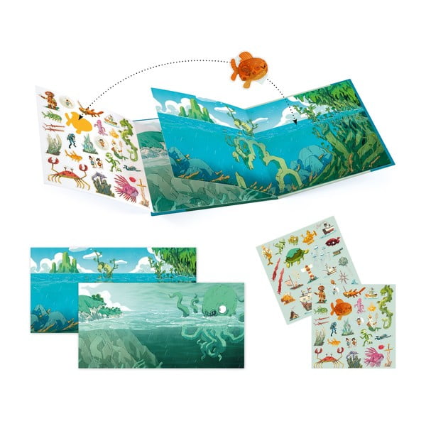 Set knihy s přemístitelnými samolepkami Djeco Sea Sticker Story