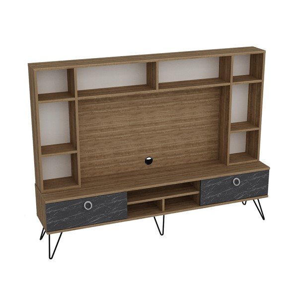 Šedo-hnědá TV  sestava  v dekoru ořechu 180x136 cm Lorenz – Kalune Design