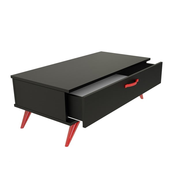 Černý konferenční stolek s červenýma nohama Magenta Home Coulour Series