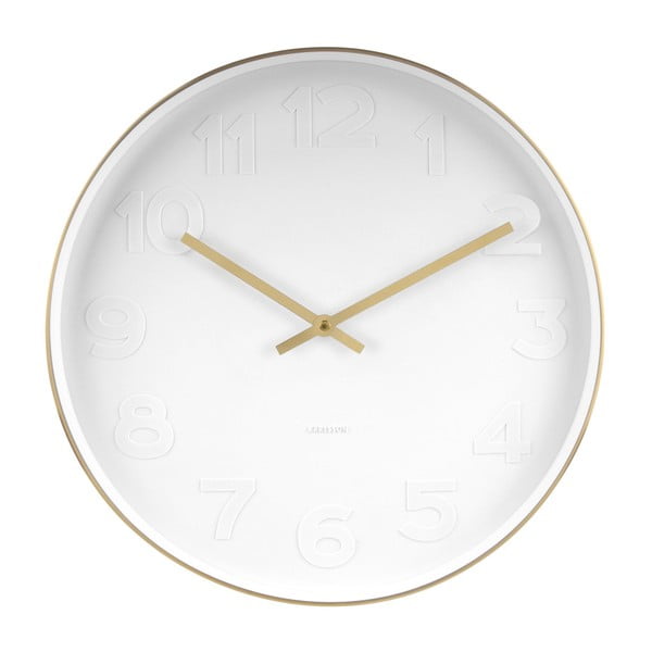 Bílé nástěnné hodiny s detaily ve zlaté barvě Karlsson Mr. White, ⌀ 38 cm