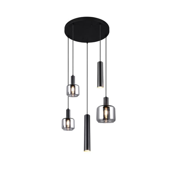 Černé závěsné svítidlo s kovovo-skleněným stínidlem ø 40 cm Mataro – Trio-image-1