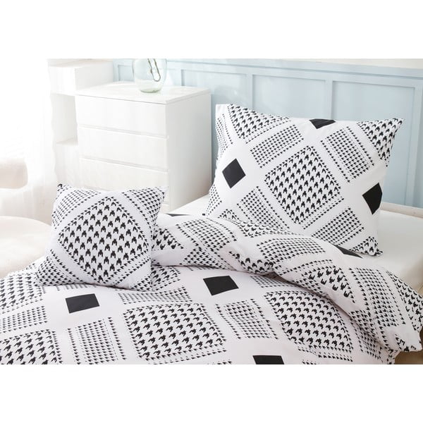 Černobílé 3dílné povlečení na jednolůžko z mikrosaténu 140x200 cm Roberto – My House-image-2