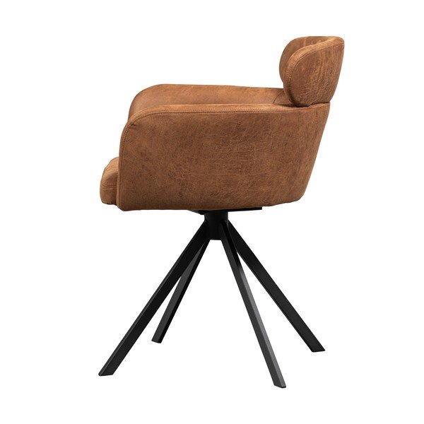 Koňakově hnědé čalouněné jídelní křeslo s područkami Fenne – WOOOD-image-4