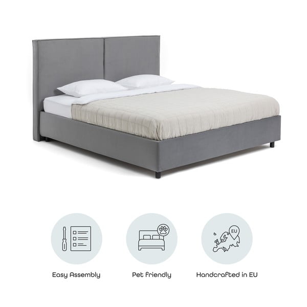 Šedá čalouněná dvoulůžková postel s úložným prostorem s roštem 180x200 cm Myra Bold – Bonami Selection-image-4