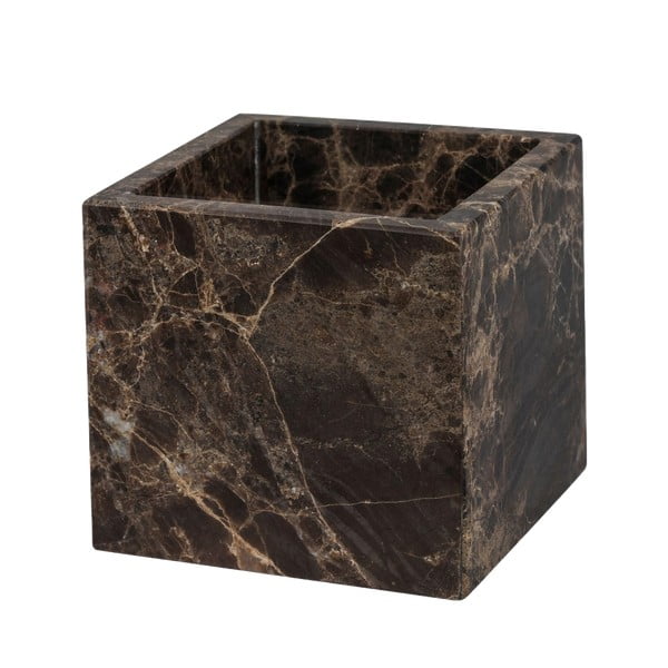 Tmavě hnědý mramorový koupelnový organizér na vatové tampony Marble – Mette Ditmer Denmark